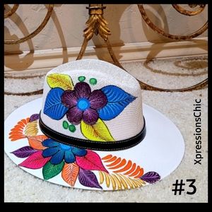 Hand Painted Straw Panama Style